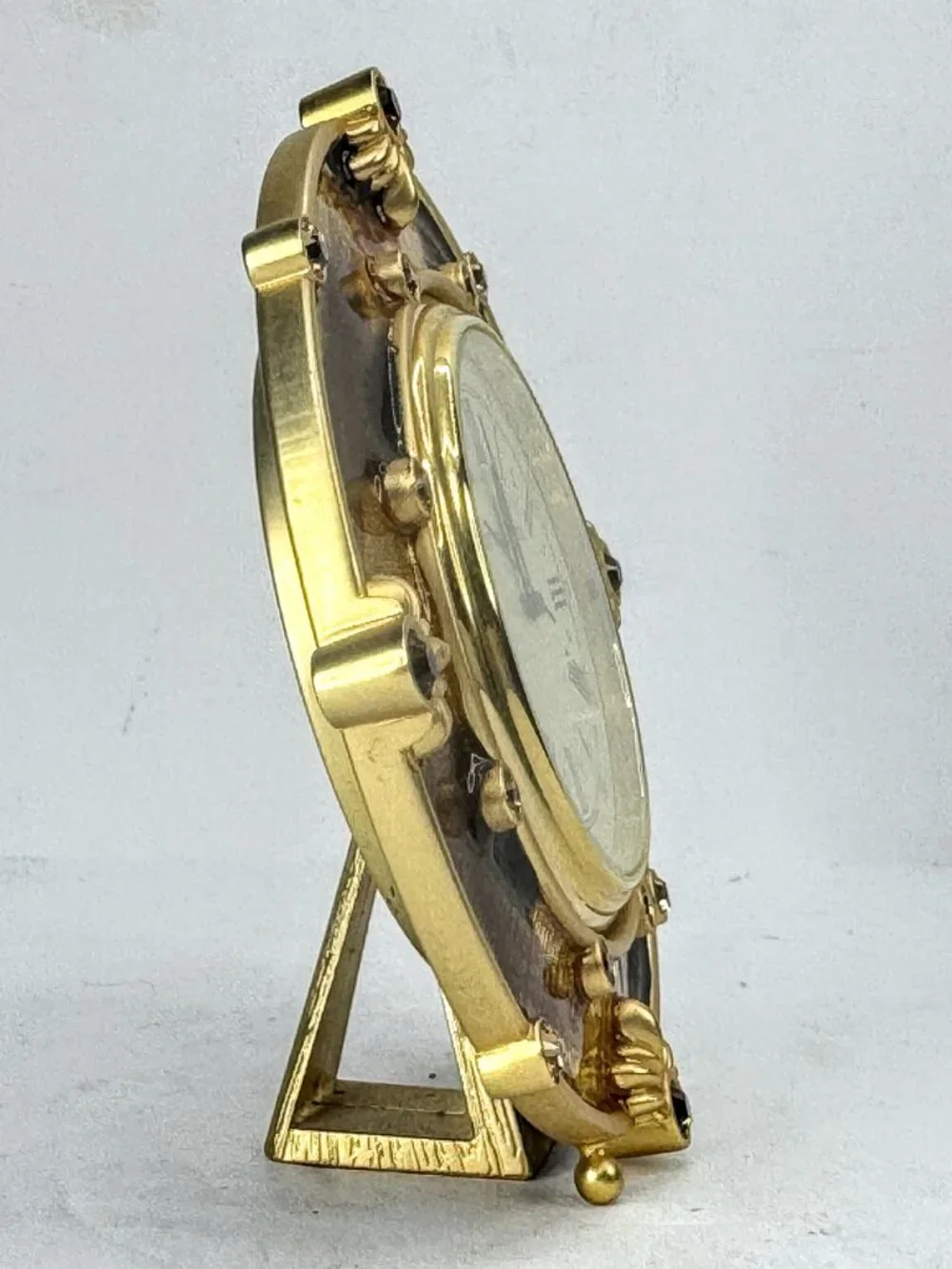 Vintage Jay Strongwater Bird and Floral Jeweled Swarovski Miniature Clock SS379